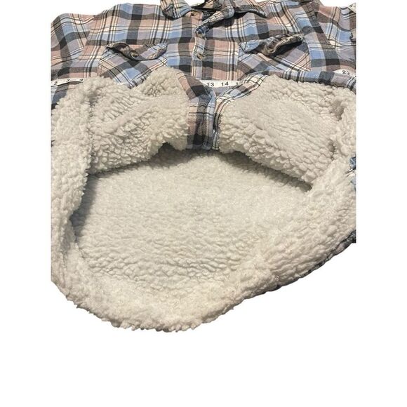 Canyon Creek Womens Multicolor Plaid Collared Faux Fur Lined Shacket Size Large - Picture 5 of 10